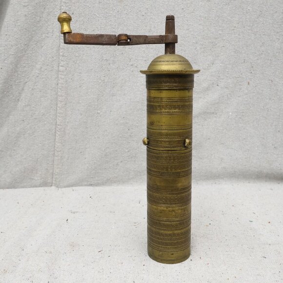 Vtg Turkish Ottomon Coffee Spice Hand Mill Grinder Solid Brass for Parts Repair - Picture 6 of 7